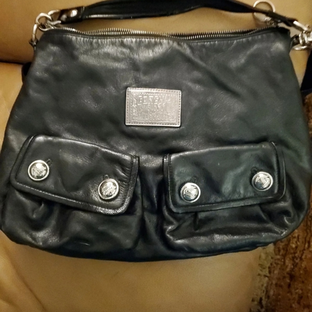 Soft black leather coach purse